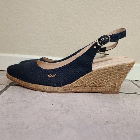 NEW NWOT! VISCATA BARCELONA WEDGE ESPADRILLE SHOES SLINGBACK CANVAS sz 41 - Picture 4 of 8